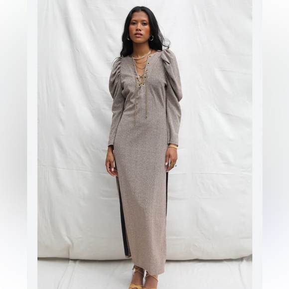 SOLD Jen's Pirate Booty NWOT Metallic Atomic Maxi Dress in Champagne Size M - Picture 9 of 14